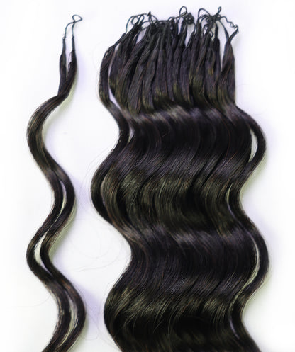 LUXLUXE Loose Deep Real Human Crochet Hair Extensions 40 Strands - Natural & Natural Black 18 & 16 & 14 Inch 50g Knotless Pre Separated Feather Line Lightweight Texture Wavy Hairpiece for Women