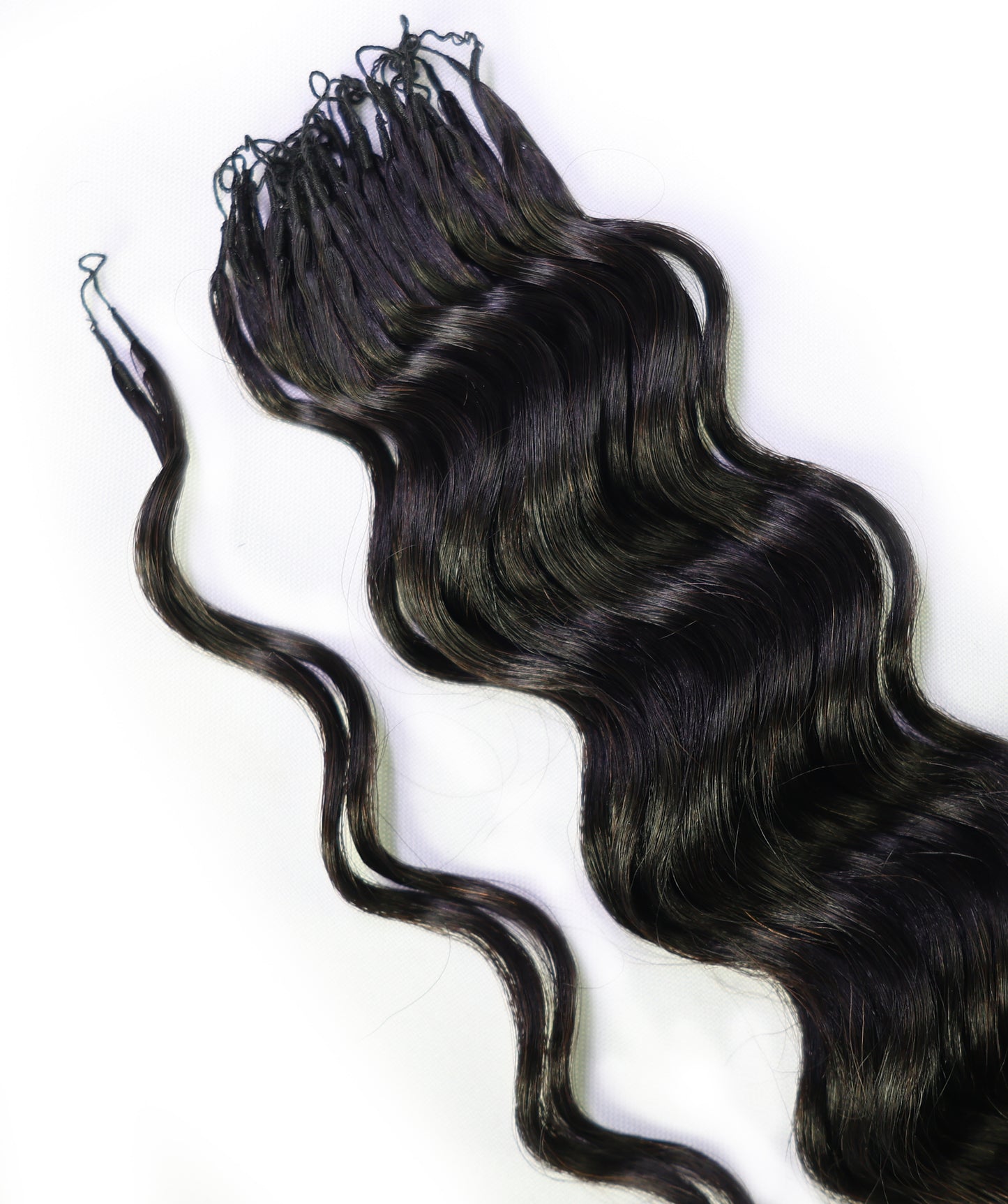 LUXLUXE Loose Deep Real Human Crochet Hair Extensions 40 Strands - Natural & Natural Black 18 & 16 & 14 Inch 50g Knotless Pre Separated Feather Line Lightweight Texture Wavy Hairpiece for Women