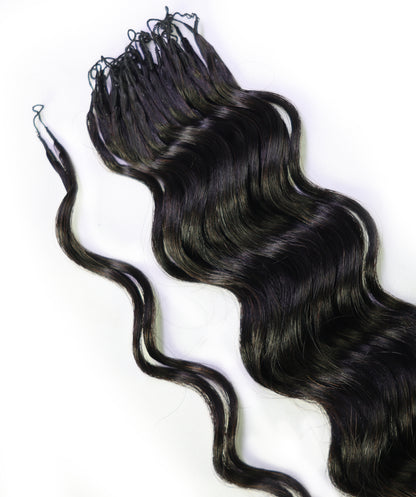 LUXLUXE Loose Deep Real Human Crochet Hair Extensions 40 Strands - Natural & Natural Black 18 & 16 & 14 Inch 50g Knotless Pre Separated Feather Line Lightweight Texture Wavy Hairpiece for Women