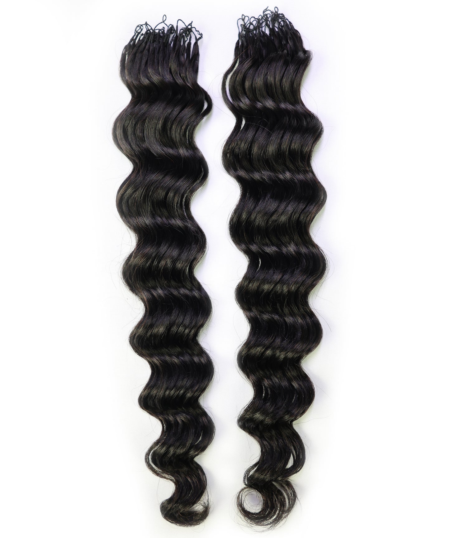 LUXLUXE Loose Deep Real Human Crochet Hair Extensions 40 Strands - Natural & Natural Black 18 & 16 & 14 Inch 50g Knotless Pre Separated Feather Line Lightweight Texture Wavy Hairpiece for Women