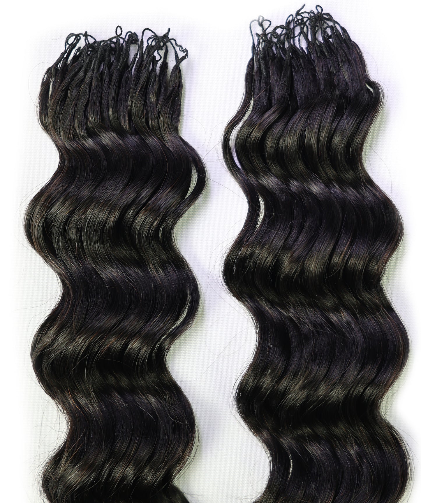 LUXLUXE Loose Deep Real Human Crochet Hair Extensions 40 Strands - Natural & Natural Black 18 & 16 & 14 Inch 50g Knotless Pre Separated Feather Line Lightweight Texture Wavy Hairpiece for Women