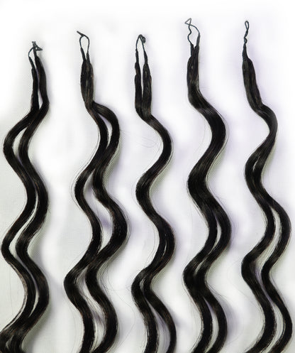 LUXLUXE Loose Deep Real Human Crochet Hair Extensions 40 Strands - Natural & Natural Black 18 & 16 & 14 Inch 50g Knotless Pre Separated Feather Line Lightweight Texture Wavy Hairpiece for Women