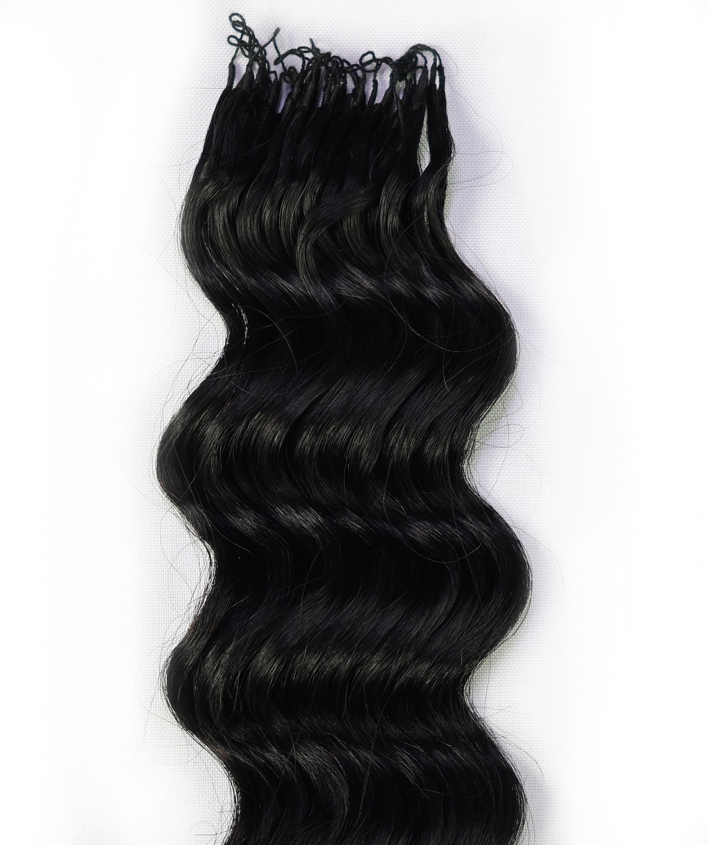 LUXLUXE Loose Deep Real Human Crochet Hair Extensions 40 Strands - Natural & Natural Black 18 & 16 & 14 Inch 50g Knotless Pre Separated Feather Line Lightweight Texture Wavy Hairpiece for Women