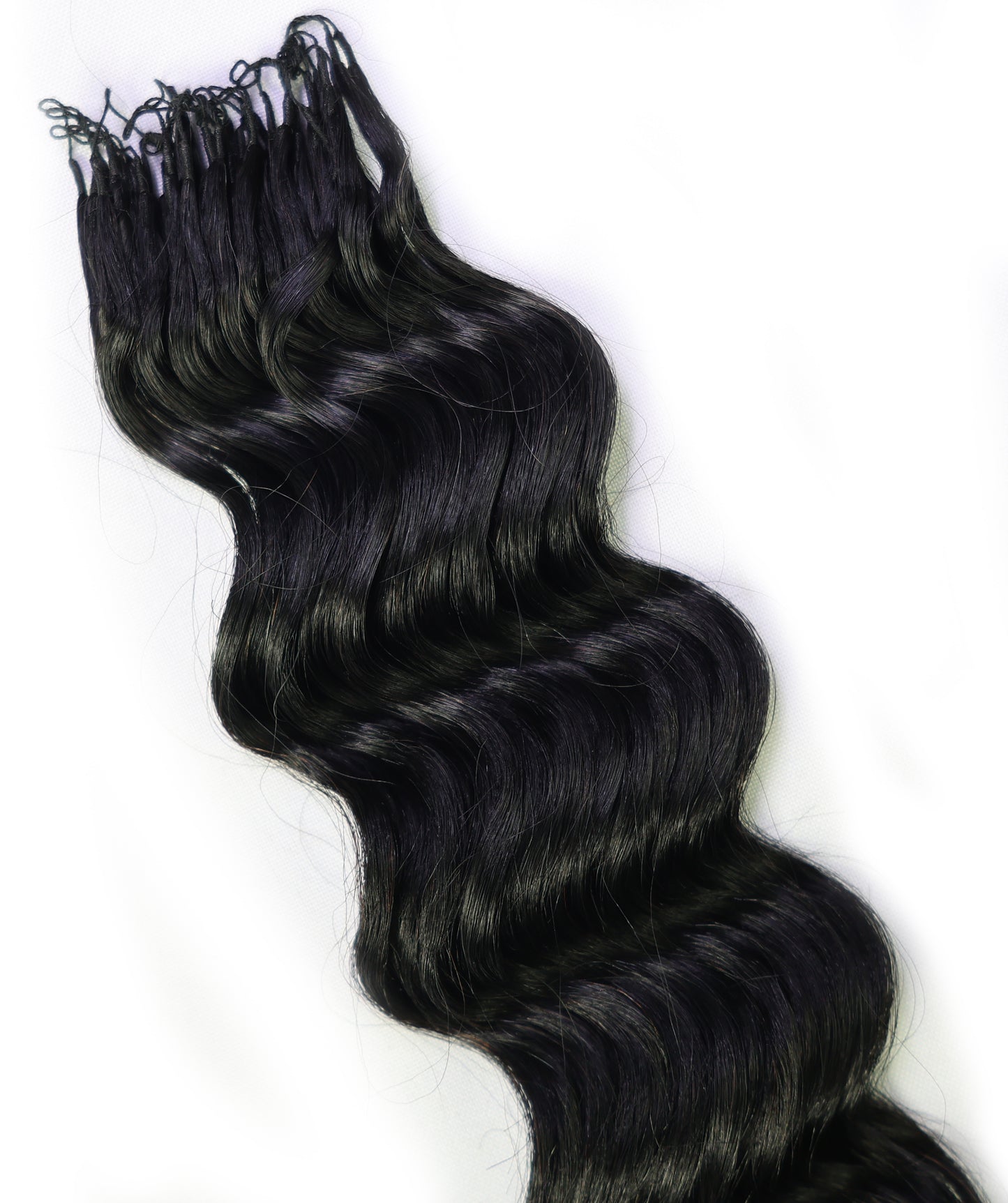 LUXLUXE Loose Deep Real Human Crochet Hair Extensions 40 Strands - Natural & Natural Black 18 & 16 & 14 Inch 50g Knotless Pre Separated Feather Line Lightweight Texture Wavy Hairpiece for Women