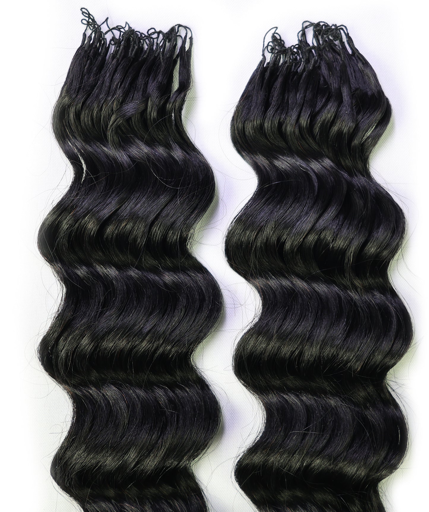 LUXLUXE Loose Deep Real Human Crochet Hair Extensions 40 Strands - Natural & Natural Black 18 & 16 & 14 Inch 50g Knotless Pre Separated Feather Line Lightweight Texture Wavy Hairpiece for Women