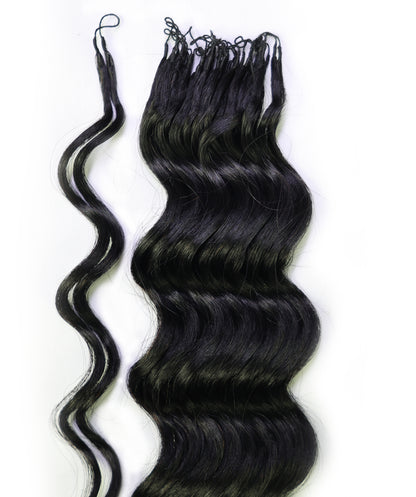 LUXLUXE Loose Deep Real Human Crochet Hair Extensions 40 Strands - Natural & Natural Black 18 & 16 & 14 Inch 50g Knotless Pre Separated Feather Line Lightweight Texture Wavy Hairpiece for Women