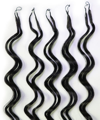 LUXLUXE Loose Deep Real Human Crochet Hair Extensions 40 Strands - Natural & Natural Black 18 & 16 & 14 Inch 50g Knotless Pre Separated Feather Line Lightweight Texture Wavy Hairpiece for Women