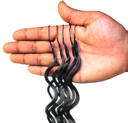 LUXLUXE Loose Deep Real Human Crochet Hair Extensions 40 Strands - Natural & Natural Black 18 & 16 & 14 Inch 50g Knotless Pre Separated Feather Line Lightweight Texture Wavy Hairpiece for Women