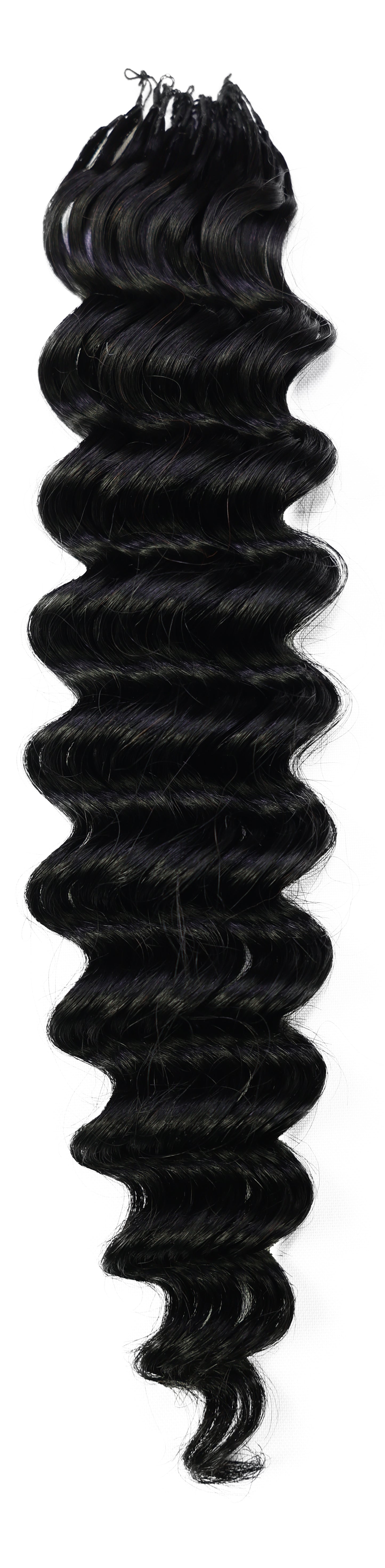 LUXLUXE Deep Wave Real Human Crochet Hair Extensions - Natural & Natural Black 18 & 16 & 14 Inch 50g Knotless Pre Separated Feather Wavy Hairpiece for Women