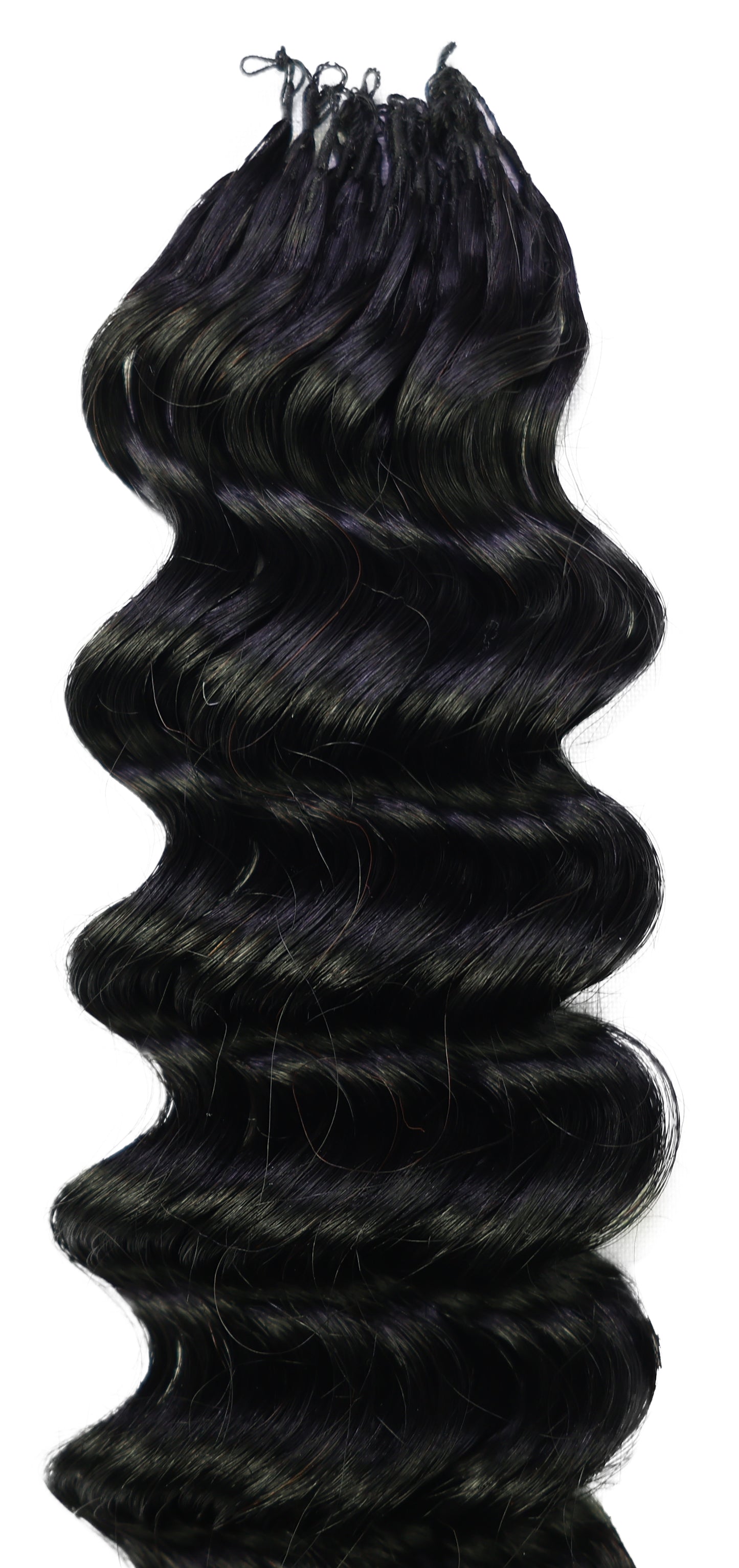 LUXLUXE Deep Wave Real Human Crochet Hair Extensions - Natural & Natural Black 18 & 16 & 14 Inch 50g Knotless Pre Separated Feather Wavy Hairpiece for Women