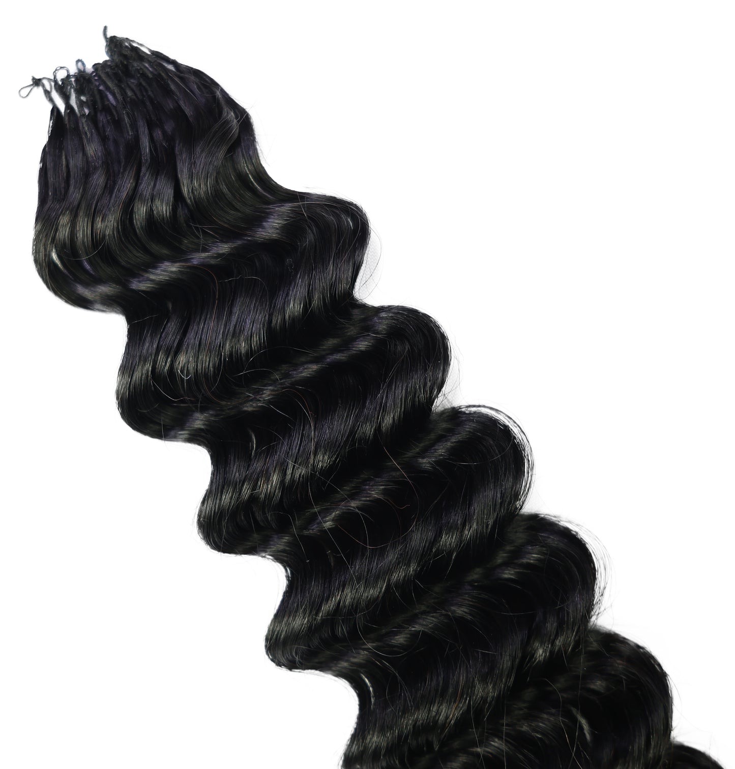 LUXLUXE Deep Wave Real Human Crochet Hair Extensions - Natural & Natural Black 18 & 16 & 14 Inch 50g Knotless Pre Separated Feather Wavy Hairpiece for Women