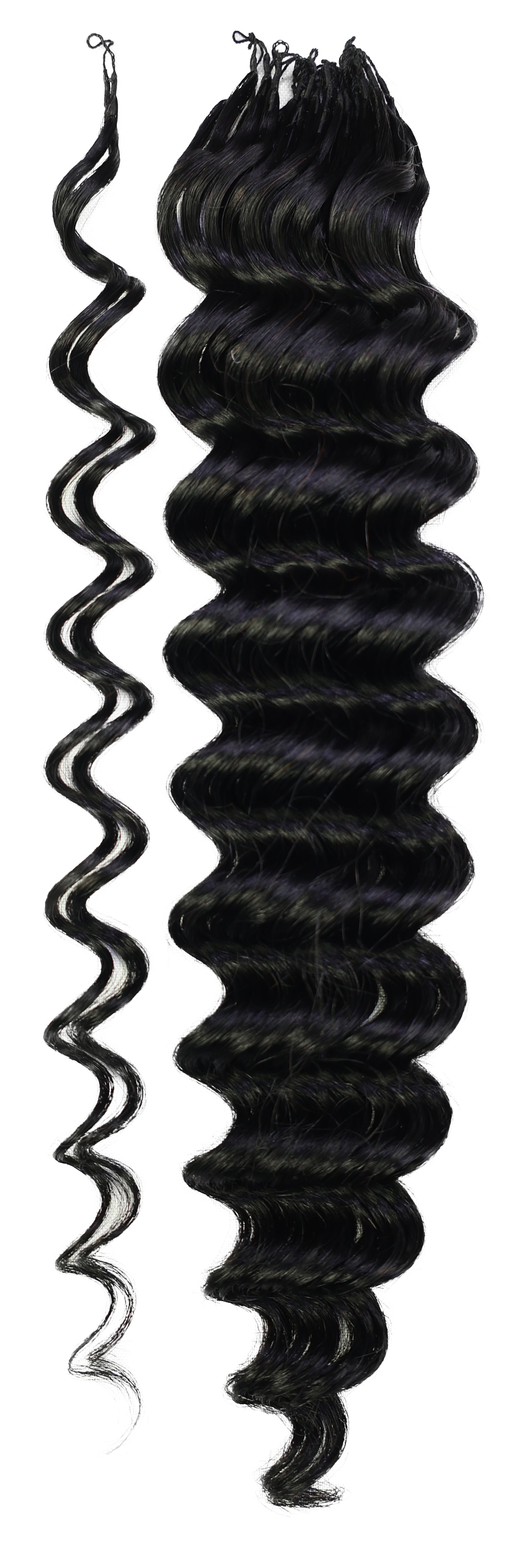LUXLUXE Deep Wave Real Human Crochet Hair Extensions - Natural & Natural Black 18 & 16 & 14 Inch 50g Knotless Pre Separated Feather Wavy Hairpiece for Women