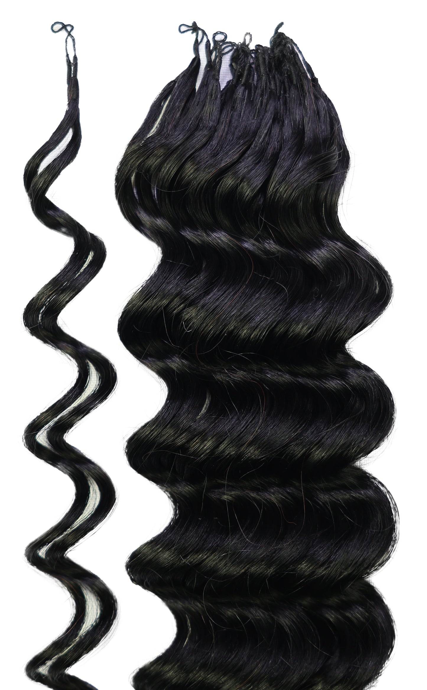 LUXLUXE Deep Wave Real Human Crochet Hair Extensions - Natural & Natural Black 18 & 16 & 14 Inch 50g Knotless Pre Separated Feather Wavy Hairpiece for Women