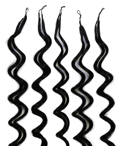 LUXLUXE Deep Wave Real Human Crochet Hair Extensions - Natural & Natural Black 18 & 16 & 14 Inch 50g Knotless Pre Separated Feather Wavy Hairpiece for Women