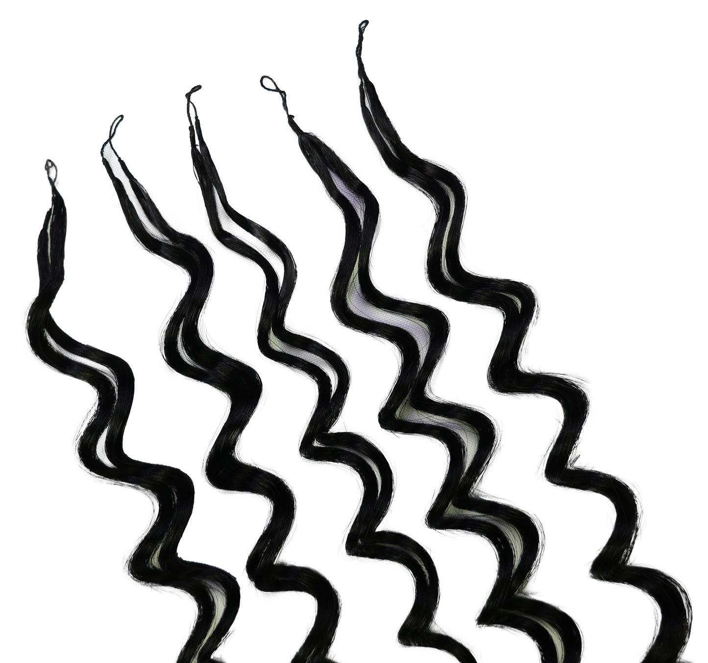 LUXLUXE Deep Wave Real Human Crochet Hair Extensions - Natural & Natural Black 18 & 16 & 14 Inch 50g Knotless Pre Separated Feather Wavy Hairpiece for Women