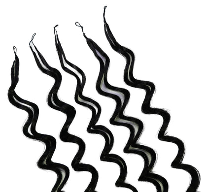 LUXLUXE Deep Wave Real Human Crochet Hair Extensions - Natural & Natural Black 18 & 16 & 14 Inch 50g Knotless Pre Separated Feather Wavy Hairpiece for Women