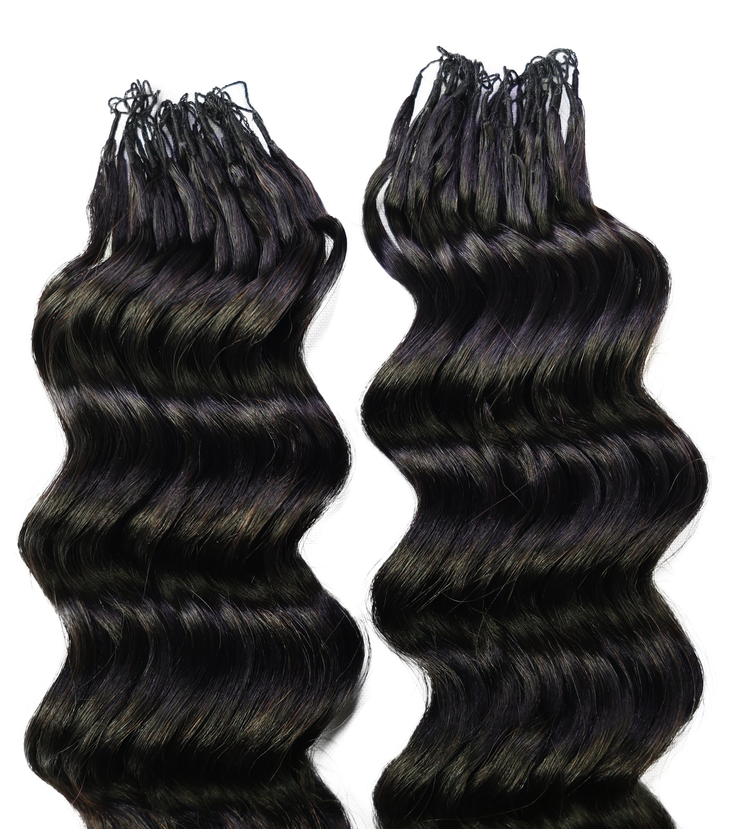 LUXLUXE Loose Deep Real Human Crochet Hair Extensions 40 Strands - Natural & Natural Black 18 & 16 & 14 Inch 50g Knotless Pre Separated Feather Line Lightweight Texture Wavy Hairpiece for Women