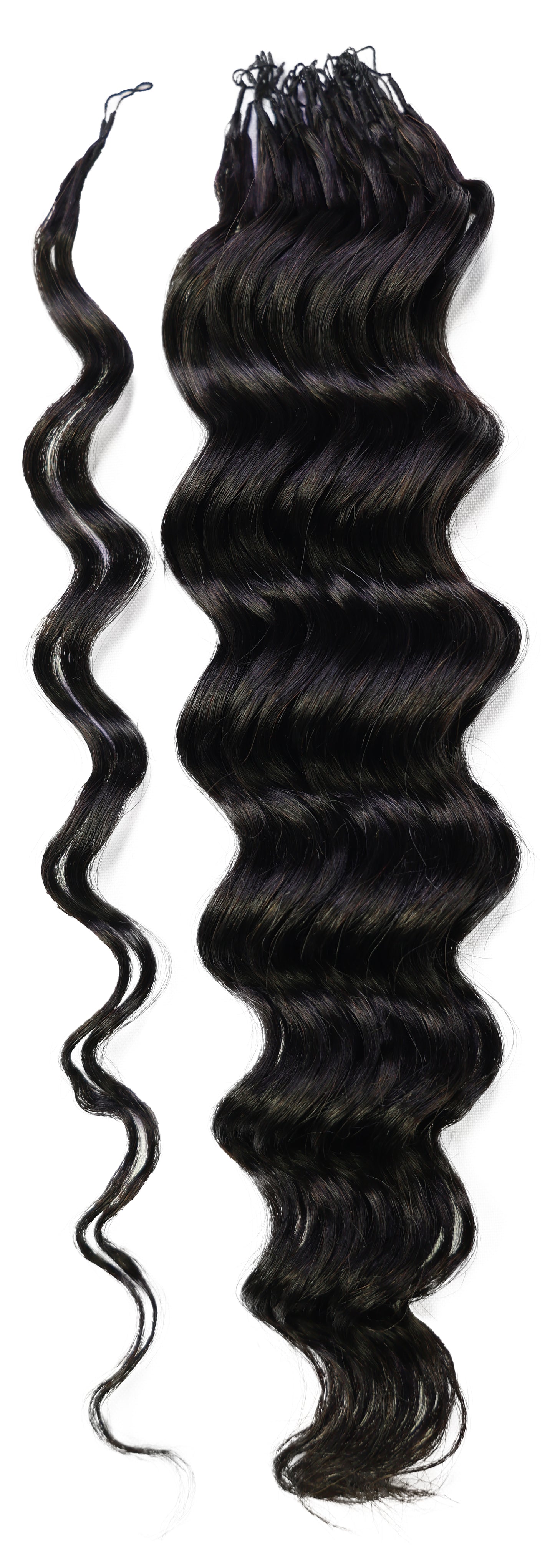 LUXLUXE Loose Deep Real Human Crochet Hair Extensions 40 Strands - Natural & Natural Black 18 & 16 & 14 Inch 50g Knotless Pre Separated Feather Line Lightweight Texture Wavy Hairpiece for Women