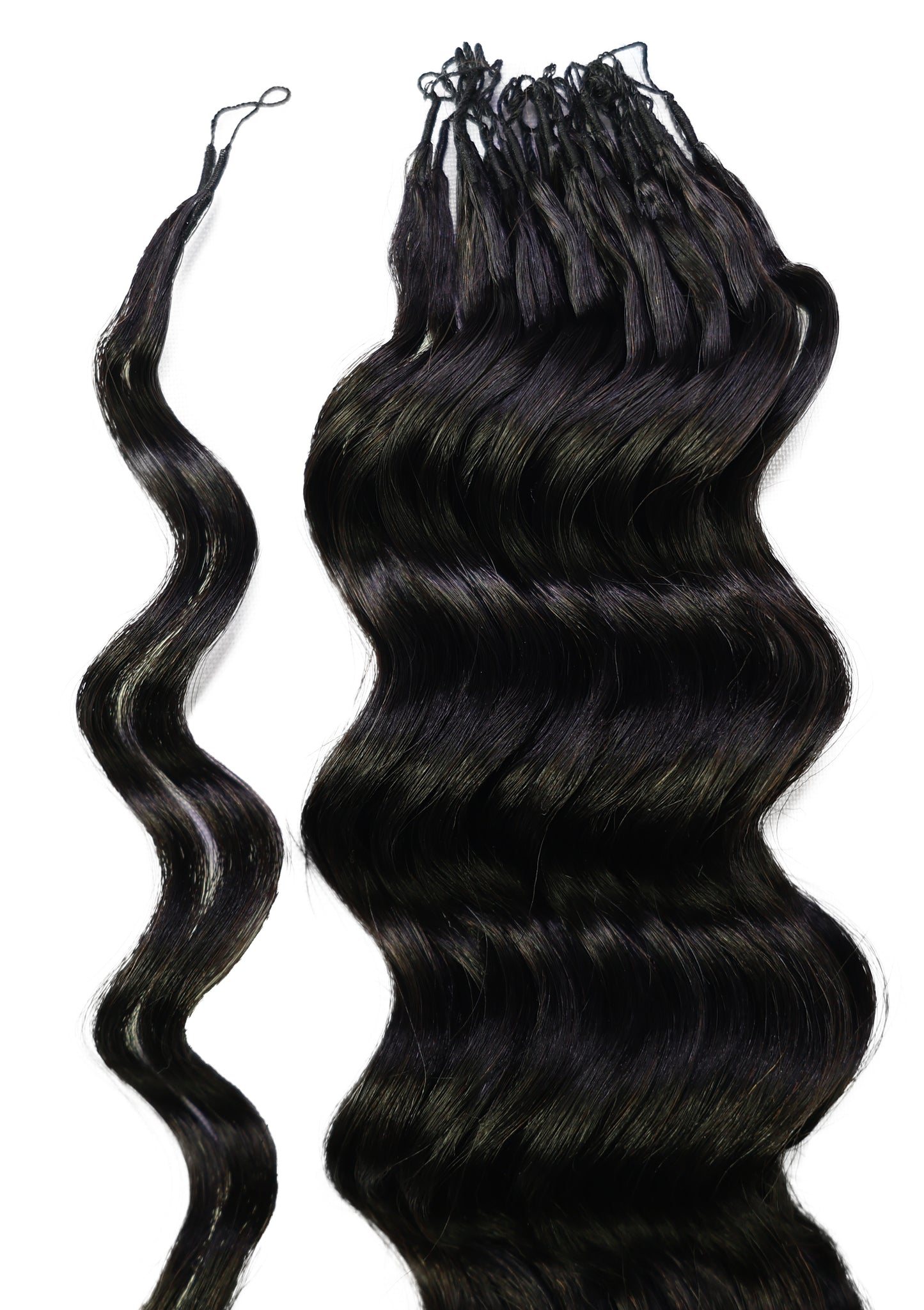 LUXLUXE Loose Deep Real Human Crochet Hair Extensions 40 Strands - Natural & Natural Black 18 & 16 & 14 Inch 50g Knotless Pre Separated Feather Line Lightweight Texture Wavy Hairpiece for Women