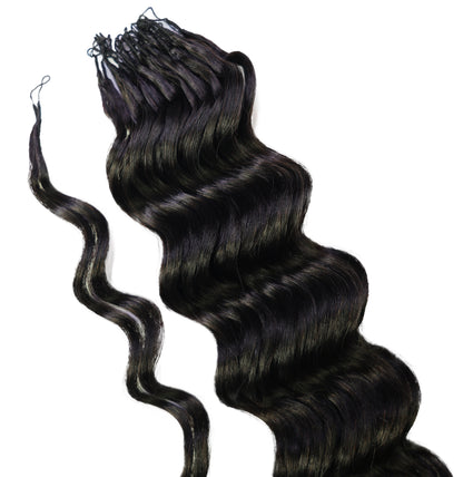 LUXLUXE Loose Deep Real Human Crochet Hair Extensions 40 Strands - Natural & Natural Black 18 & 16 & 14 Inch 50g Knotless Pre Separated Feather Line Lightweight Texture Wavy Hairpiece for Women