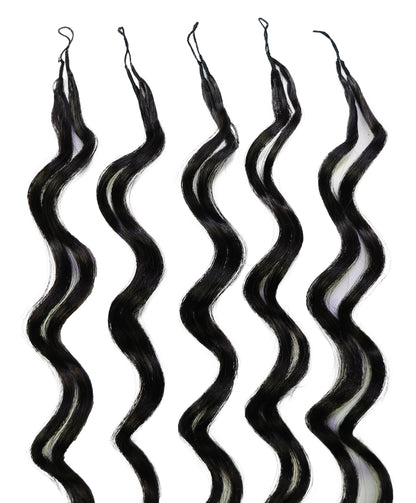 LUXLUXE Loose Deep Real Human Crochet Hair Extensions 40 Strands - Natural & Natural Black 18 & 16 & 14 Inch 50g Knotless Pre Separated Feather Line Lightweight Texture Wavy Hairpiece for Women