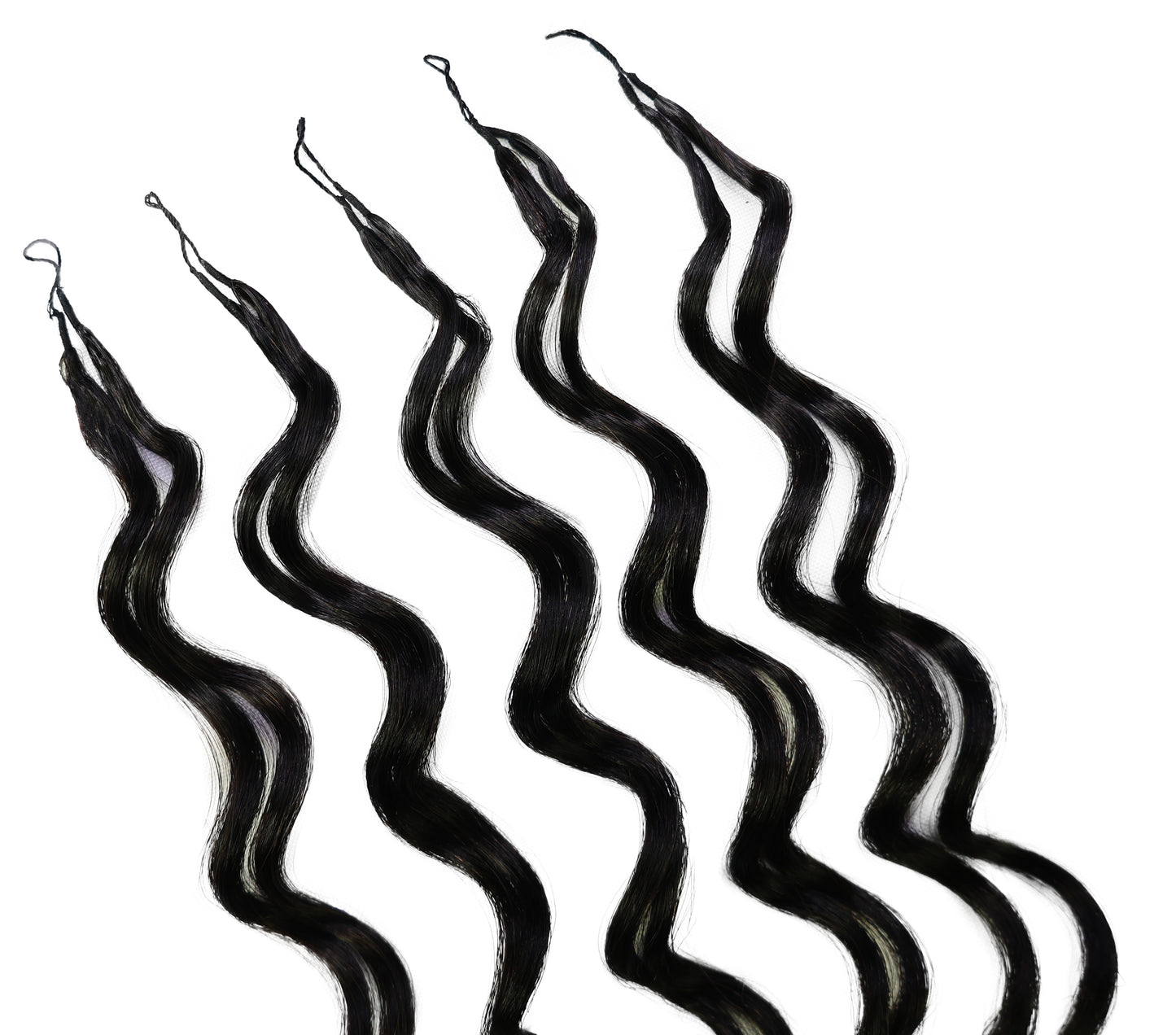 LUXLUXE Loose Deep Real Human Crochet Hair Extensions 40 Strands - Natural & Natural Black 18 & 16 & 14 Inch 50g Knotless Pre Separated Feather Line Lightweight Texture Wavy Hairpiece for Women