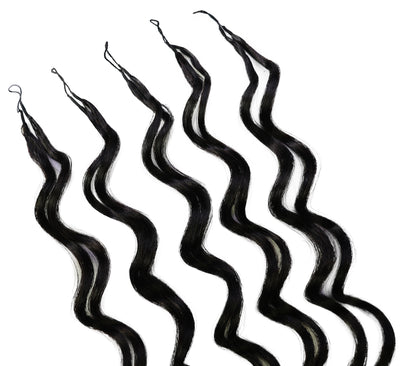 LUXLUXE Loose Deep Real Human Crochet Hair Extensions 40 Strands - Natural & Natural Black 18 & 16 & 14 Inch 50g Knotless Pre Separated Feather Line Lightweight Texture Wavy Hairpiece for Women