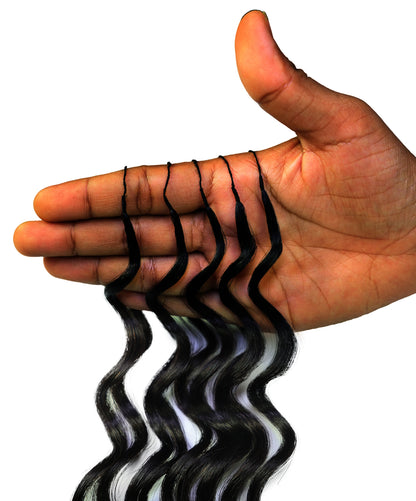 LUXLUXE Loose Deep Real Human Crochet Hair Extensions 40 Strands - Natural & Natural Black 18 & 16 & 14 Inch 50g Knotless Pre Separated Feather Line Lightweight Texture Wavy Hairpiece for Women