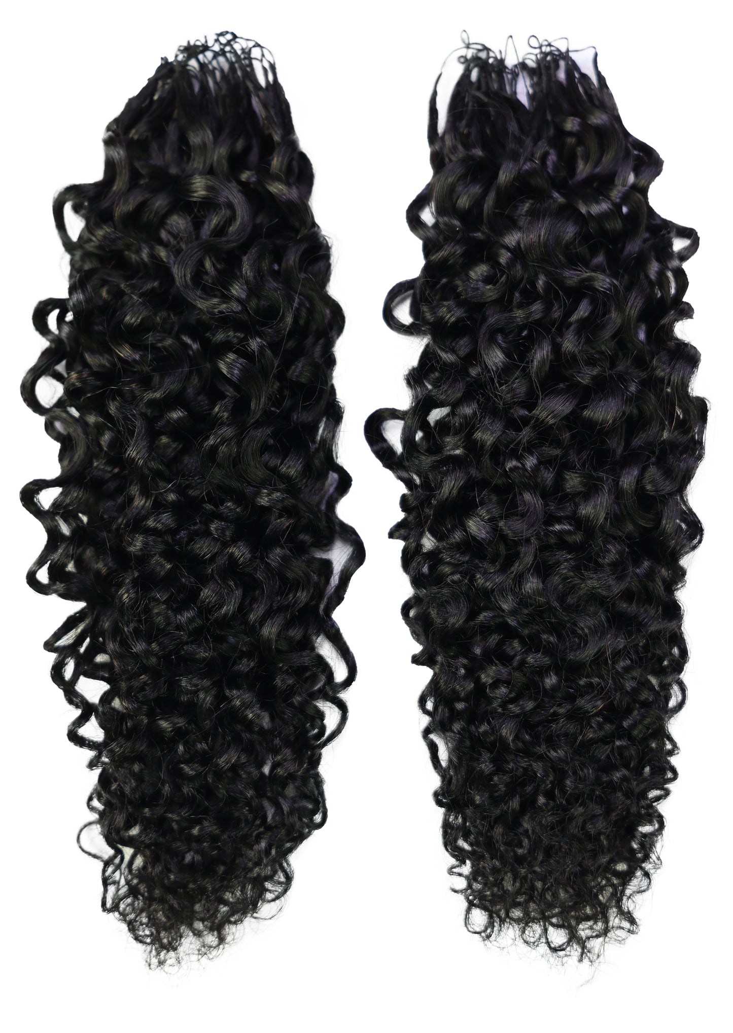 LUXLUXE Burmese Bohemian Real Human Crochet Curly Hair Extensions 40 Strands - Natural  & Natural Black 18 & 16 &14  Inch 50g Knotless Pre Separated Feather Line Lightweight Texture Curls Hairpiece for Women