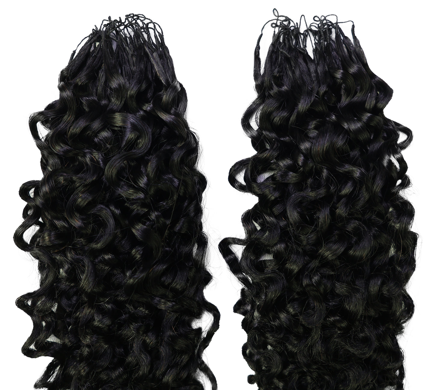 LUXLUXE Burmese Bohemian Real Human Crochet Curly Hair Extensions 40 Strands - Natural  & Natural Black 18 & 16 &14  Inch 50g Knotless Pre Separated Feather Line Lightweight Texture Curls Hairpiece for Women