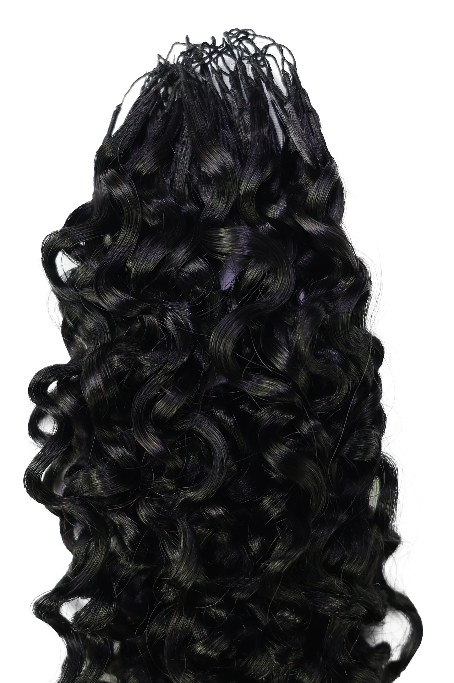 LUXLUXE Burmese Bohemian Real Human Crochet Curly Hair Extensions 40 Strands - Natural  & Natural Black 18 & 16 &14  Inch 50g Knotless Pre Separated Feather Line Lightweight Texture Curls Hairpiece for Women