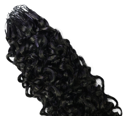 LUXLUXE Burmese Bohemian Real Human Crochet Curly Hair Extensions 40 Strands - Natural  & Natural Black 18 & 16 &14  Inch 50g Knotless Pre Separated Feather Line Lightweight Texture Curls Hairpiece for Women