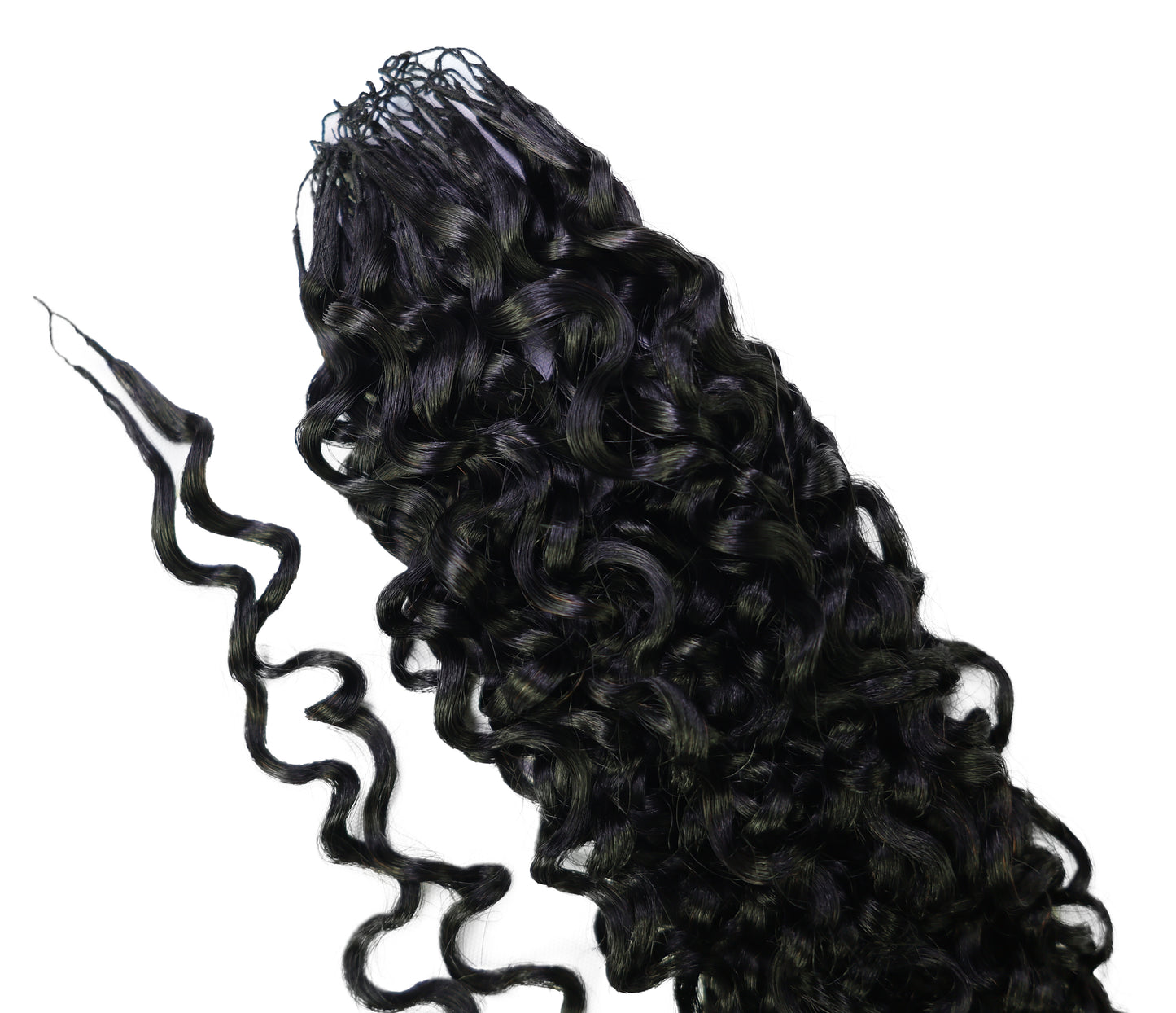 LUXLUXE Burmese Bohemian Real Human Crochet Curly Hair Extensions 40 Strands - Natural  & Natural Black 18 & 16 &14  Inch 50g Knotless Pre Separated Feather Line Lightweight Texture Curls Hairpiece for Women