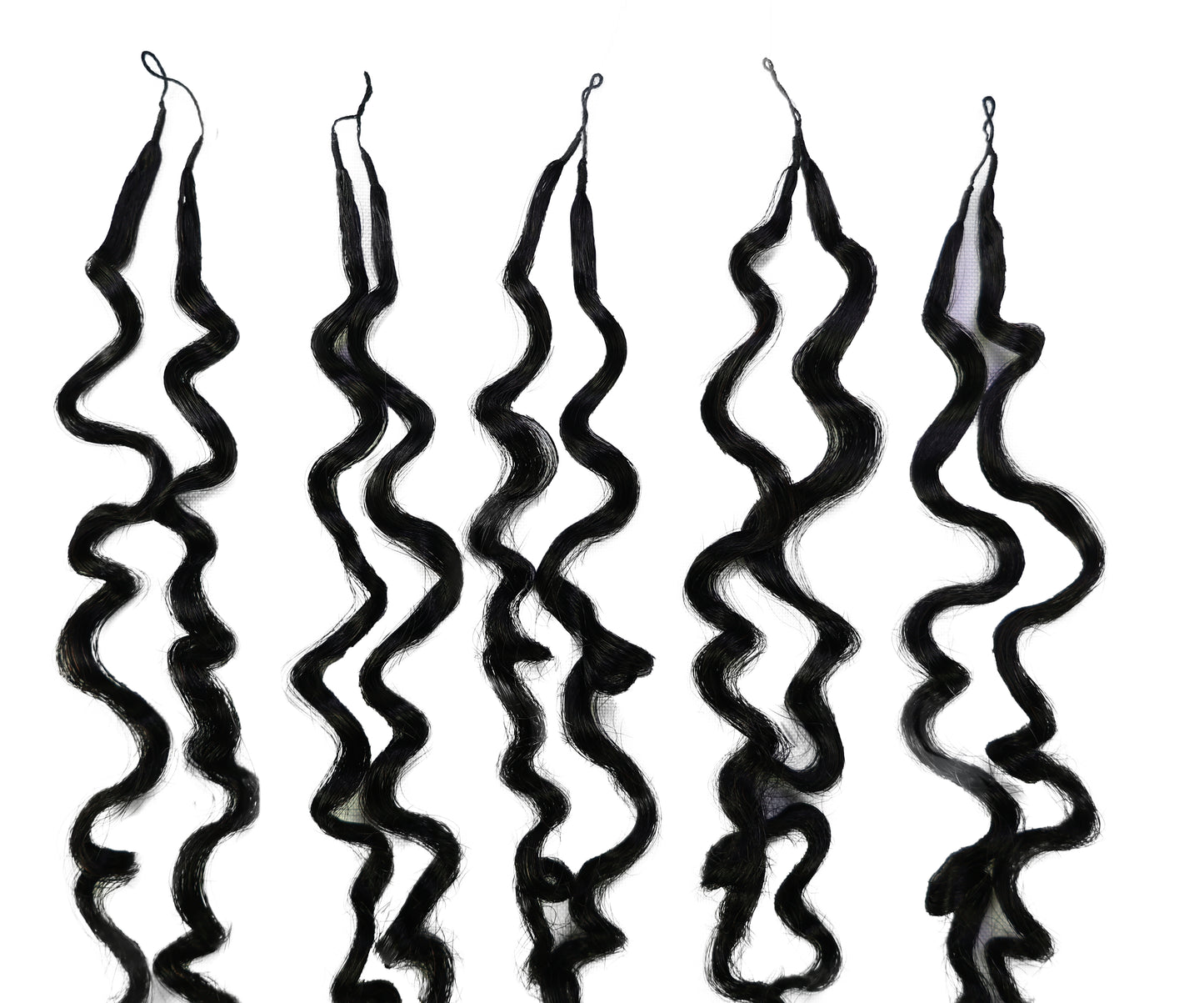 LUXLUXE Burmese Bohemian Real Human Crochet Curly Hair Extensions 40 Strands - Natural  & Natural Black 18 & 16 &14  Inch 50g Knotless Pre Separated Feather Line Lightweight Texture Curls Hairpiece for Women