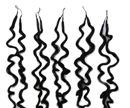 LUXLUXE Burmese Bohemian Real Human Crochet Curly Hair Extensions 40 Strands - Natural  & Natural Black 18 & 16 &14  Inch 50g Knotless Pre Separated Feather Line Lightweight Texture Curls Hairpiece for Women