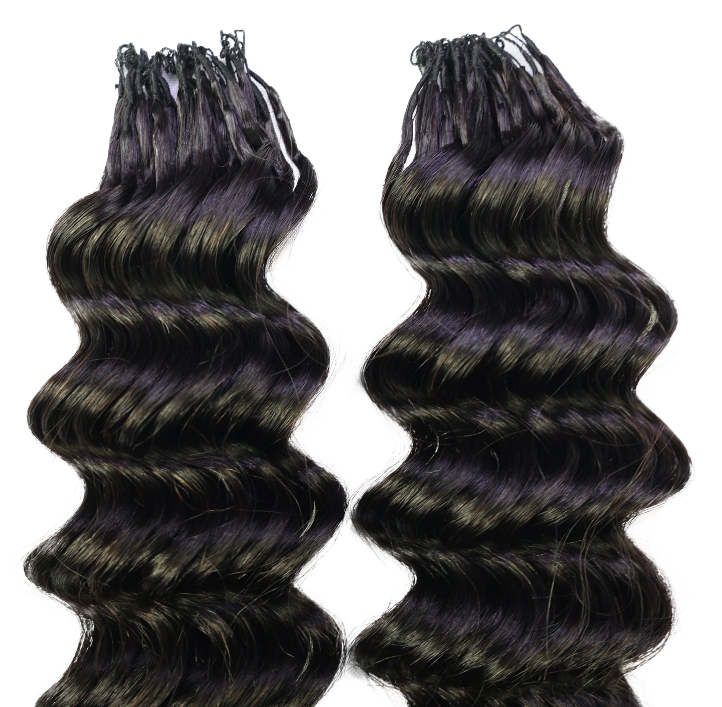 LUXLUXE Deep Wave Real Human Crochet Hair Extensions - Natural & Natural Black 18 & 16 & 14 Inch 50g Knotless Pre Separated Feather Wavy Hairpiece for Women