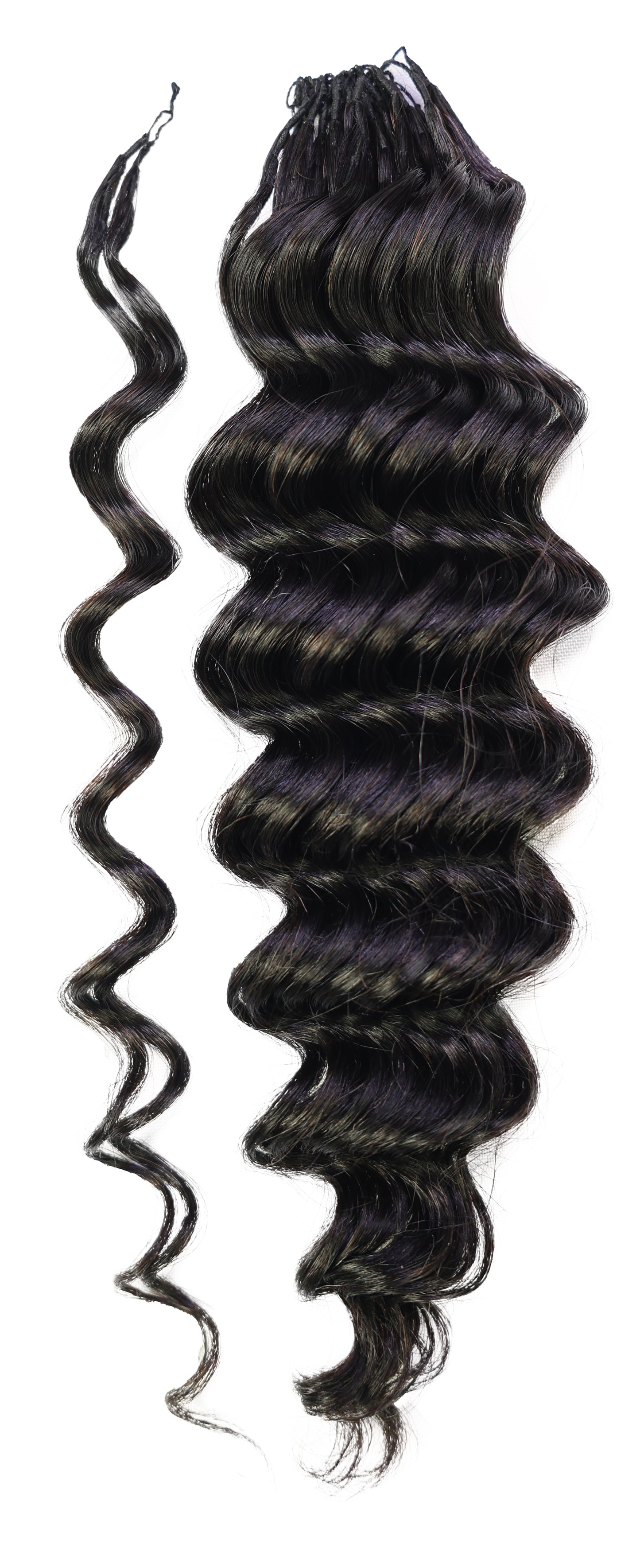 LUXLUXE Deep Wave Real Human Crochet Hair Extensions - Natural & Natural Black 18 & 16 & 14 Inch 50g Knotless Pre Separated Feather Wavy Hairpiece for Women