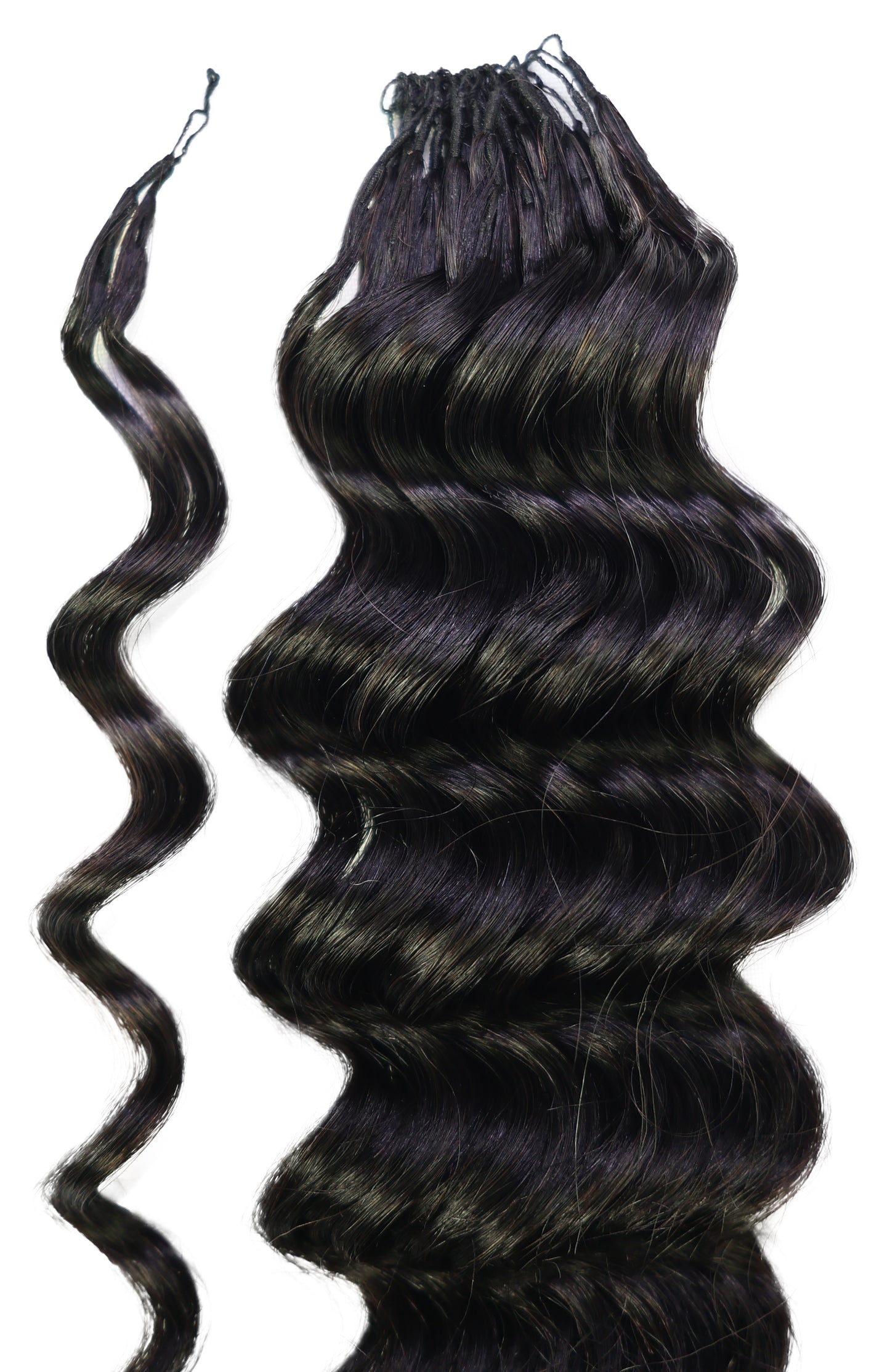 LUXLUXE Deep Wave Real Human Crochet Hair Extensions - Natural & Natural Black 18 & 16 & 14 Inch 50g Knotless Pre Separated Feather Wavy Hairpiece for Women