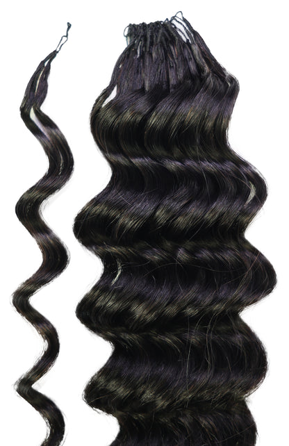 LUXLUXE Deep Wave Real Human Crochet Hair Extensions - Natural & Natural Black 18 & 16 & 14 Inch 50g Knotless Pre Separated Feather Wavy Hairpiece for Women