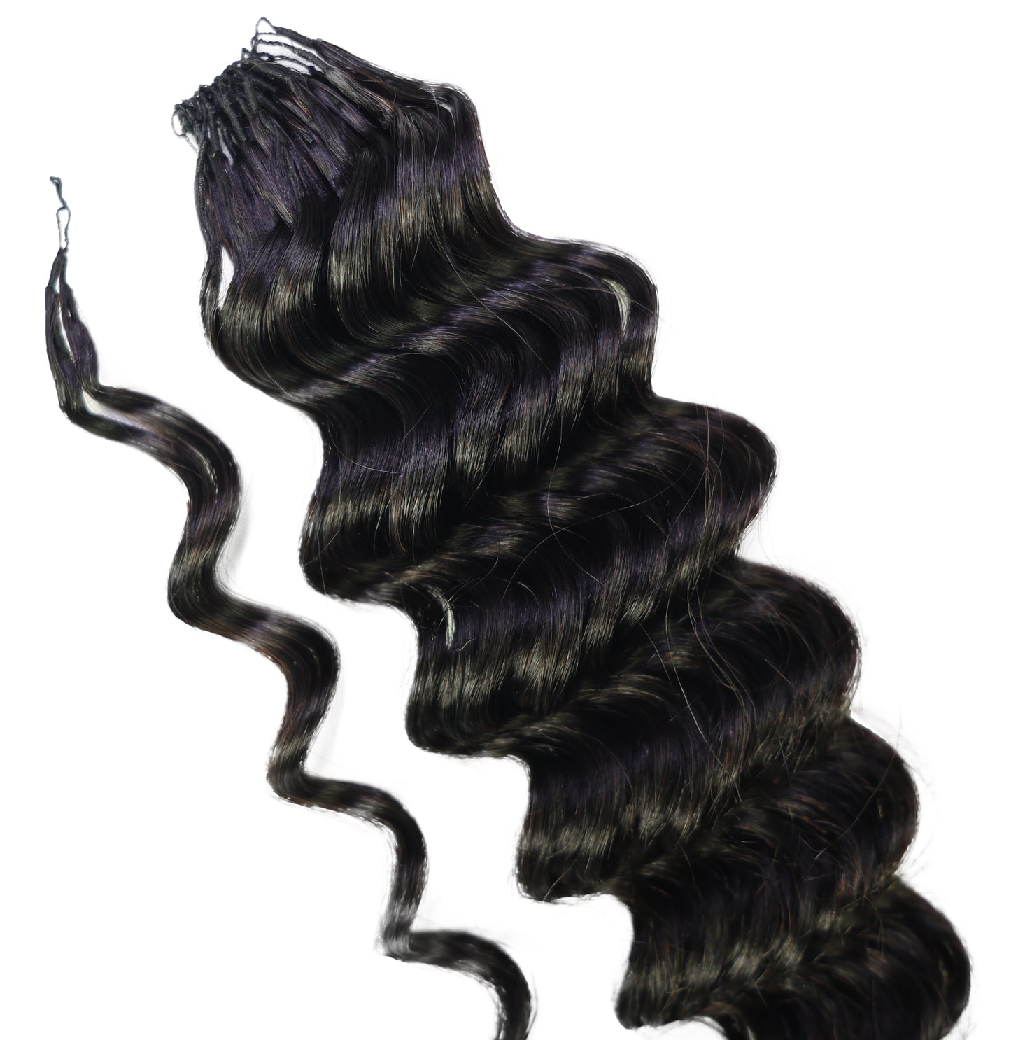 LUXLUXE Deep Wave Real Human Crochet Hair Extensions - Natural & Natural Black 18 & 16 & 14 Inch 50g Knotless Pre Separated Feather Wavy Hairpiece for Women