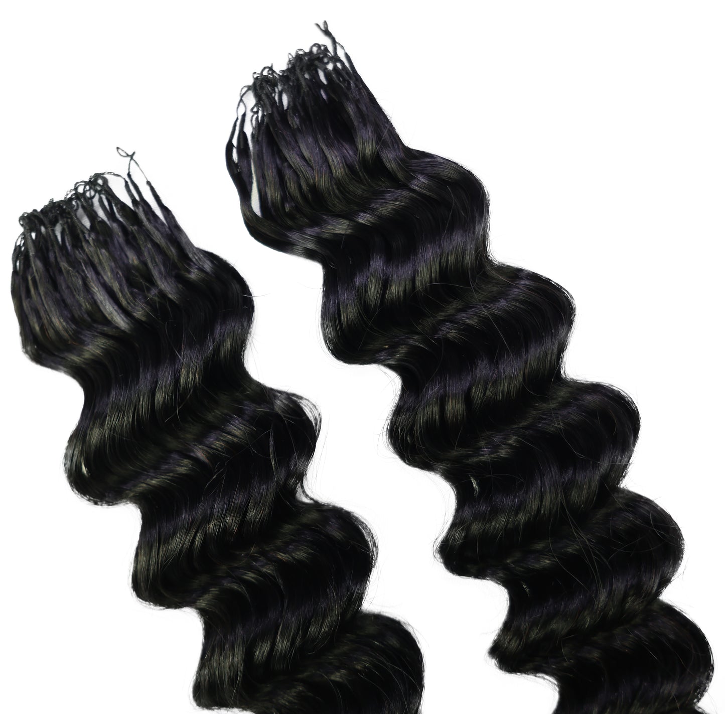 LUXLUXE Deep Wave Real Human Crochet Hair Extensions - Natural & Natural Black 18 & 16 & 14 Inch 50g Knotless Pre Separated Feather Wavy Hairpiece for Women