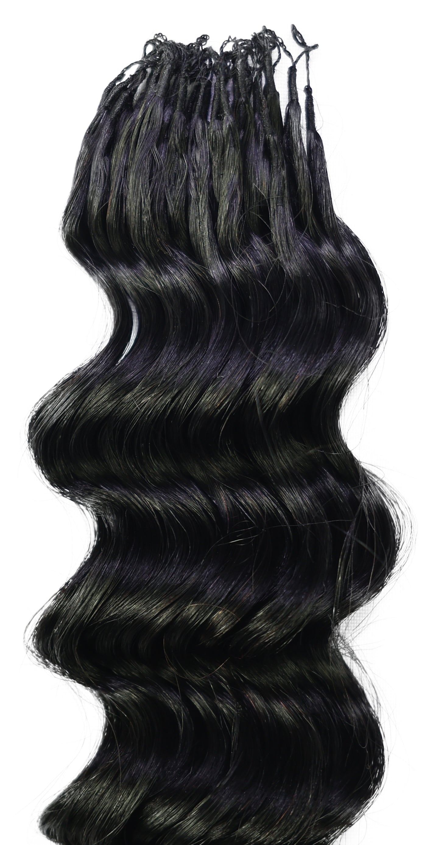 LUXLUXE Deep Wave Real Human Crochet Hair Extensions - Natural & Natural Black 18 & 16 & 14 Inch 50g Knotless Pre Separated Feather Wavy Hairpiece for Women