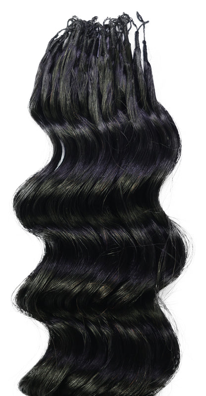 LUXLUXE Deep Wave Real Human Crochet Hair Extensions - Natural & Natural Black 18 & 16 & 14 Inch 50g Knotless Pre Separated Feather Wavy Hairpiece for Women