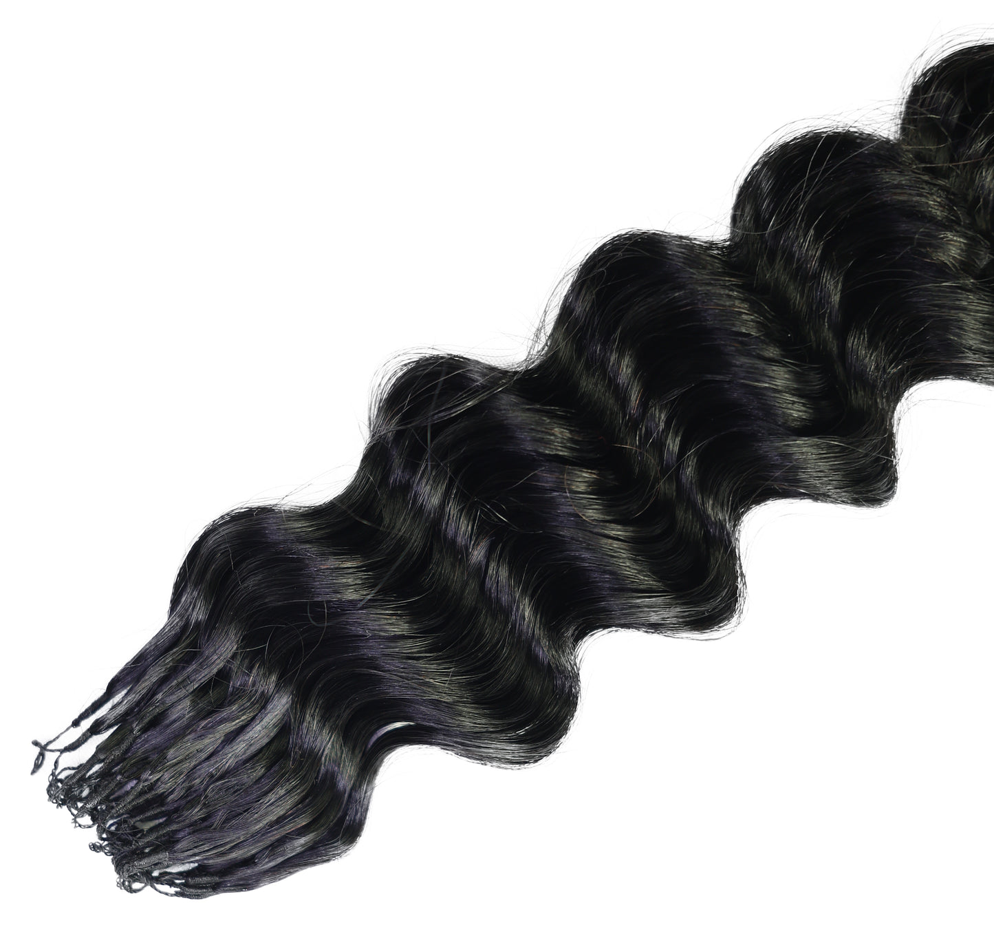 LUXLUXE Deep Wave Real Human Crochet Hair Extensions - Natural & Natural Black 18 & 16 & 14 Inch 50g Knotless Pre Separated Feather Wavy Hairpiece for Women