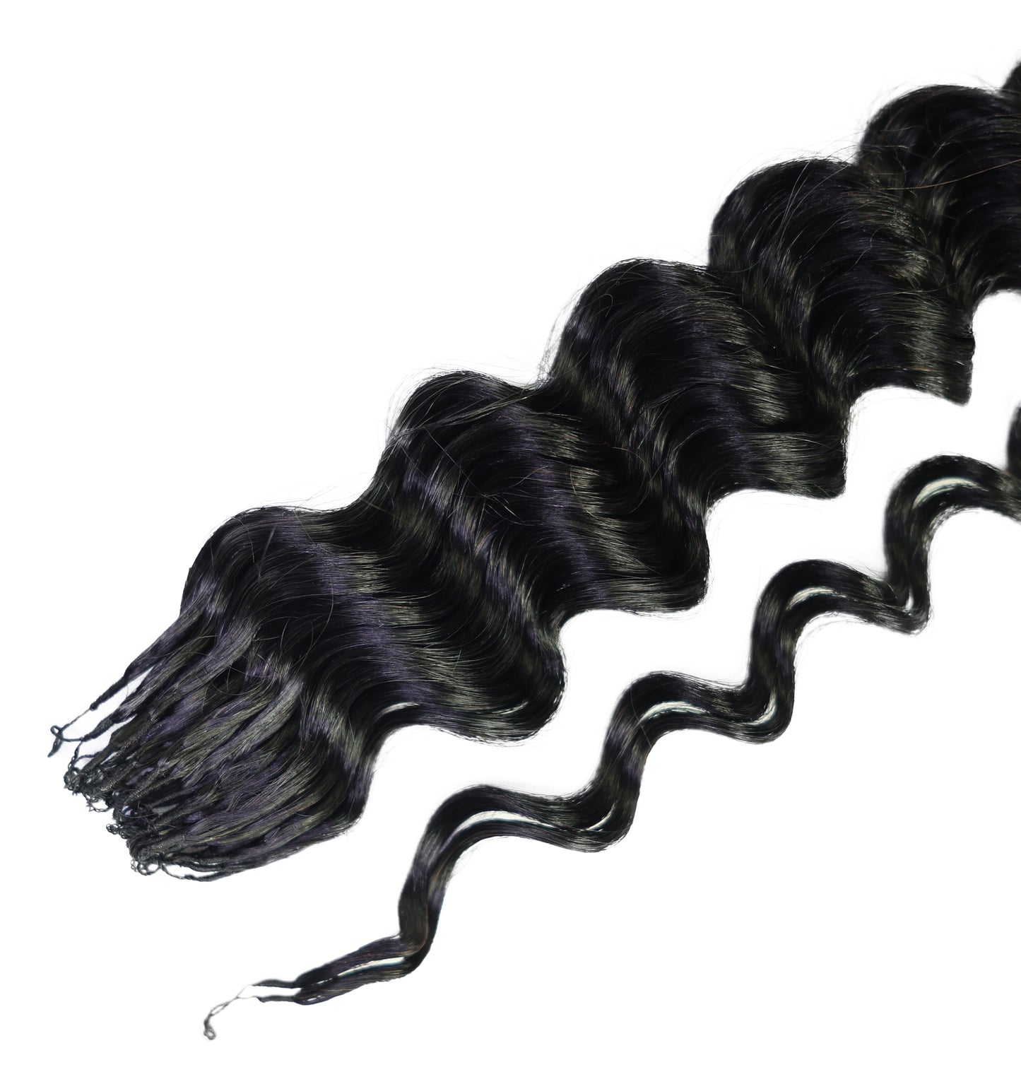 LUXLUXE Deep Wave Real Human Crochet Hair Extensions - Natural & Natural Black 18 & 16 & 14 Inch 50g Knotless Pre Separated Feather Wavy Hairpiece for Women
