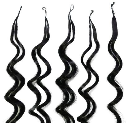 LUXLUXE Deep Wave Real Human Crochet Hair Extensions - Natural & Natural Black 18 & 16 & 14 Inch 50g Knotless Pre Separated Feather Wavy Hairpiece for Women