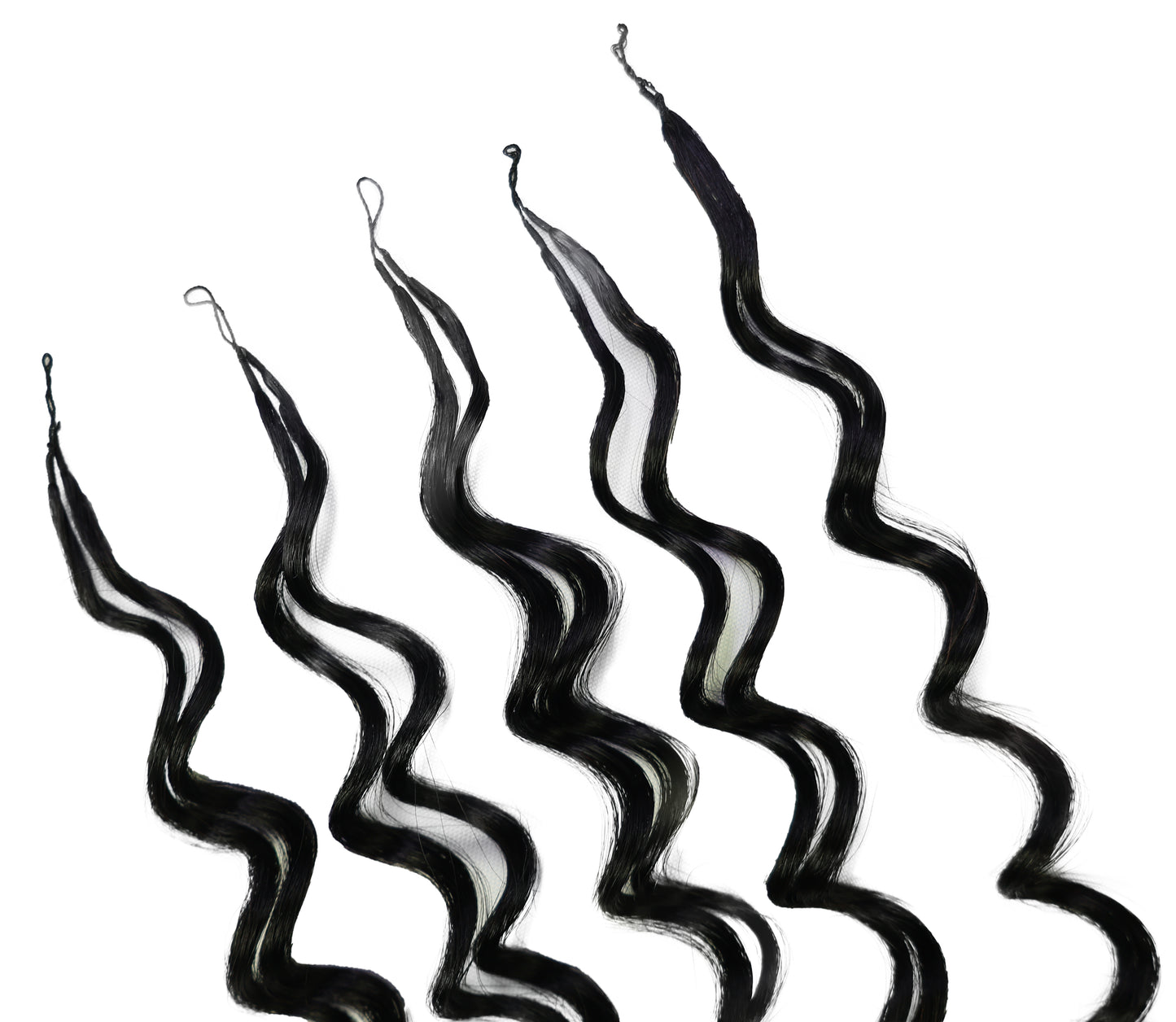 LUXLUXE Deep Wave Real Human Crochet Hair Extensions - Natural & Natural Black 18 & 16 & 14 Inch 50g Knotless Pre Separated Feather Wavy Hairpiece for Women