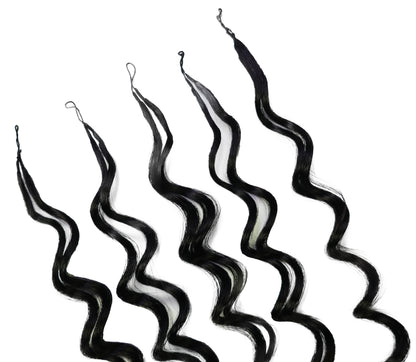 LUXLUXE Deep Wave Real Human Crochet Hair Extensions - Natural & Natural Black 18 & 16 & 14 Inch 50g Knotless Pre Separated Feather Wavy Hairpiece for Women