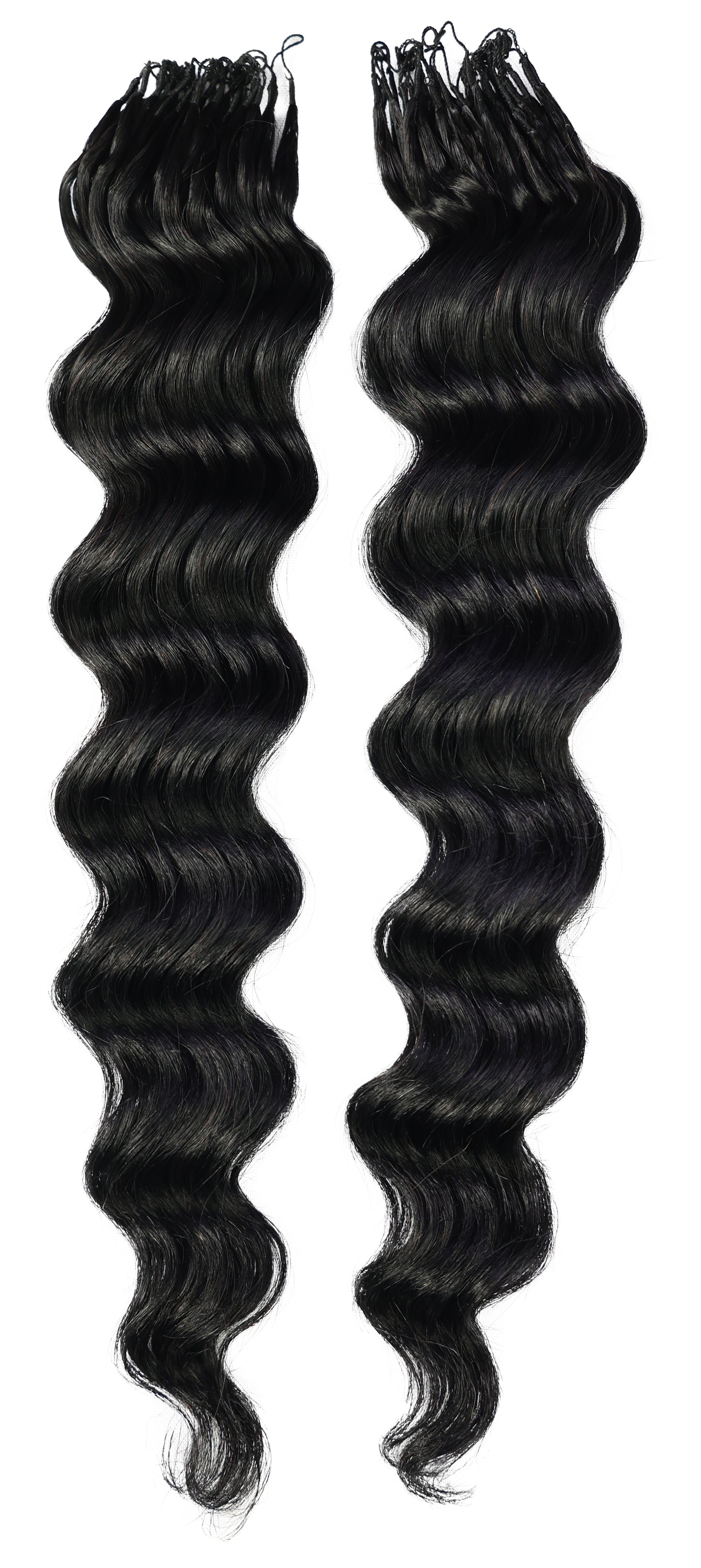 LUXLUXE Loose Deep Real Human Crochet Hair Extensions 40 Strands - Natural & Natural Black 18 & 16 & 14 Inch 50g Knotless Pre Separated Feather Line Lightweight Texture Wavy Hairpiece for Women