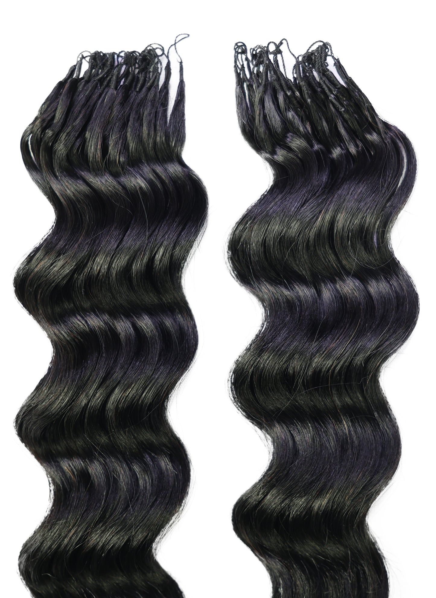 LUXLUXE Loose Deep Real Human Crochet Hair Extensions 40 Strands - Natural & Natural Black 18 & 16 & 14 Inch 50g Knotless Pre Separated Feather Line Lightweight Texture Wavy Hairpiece for Women